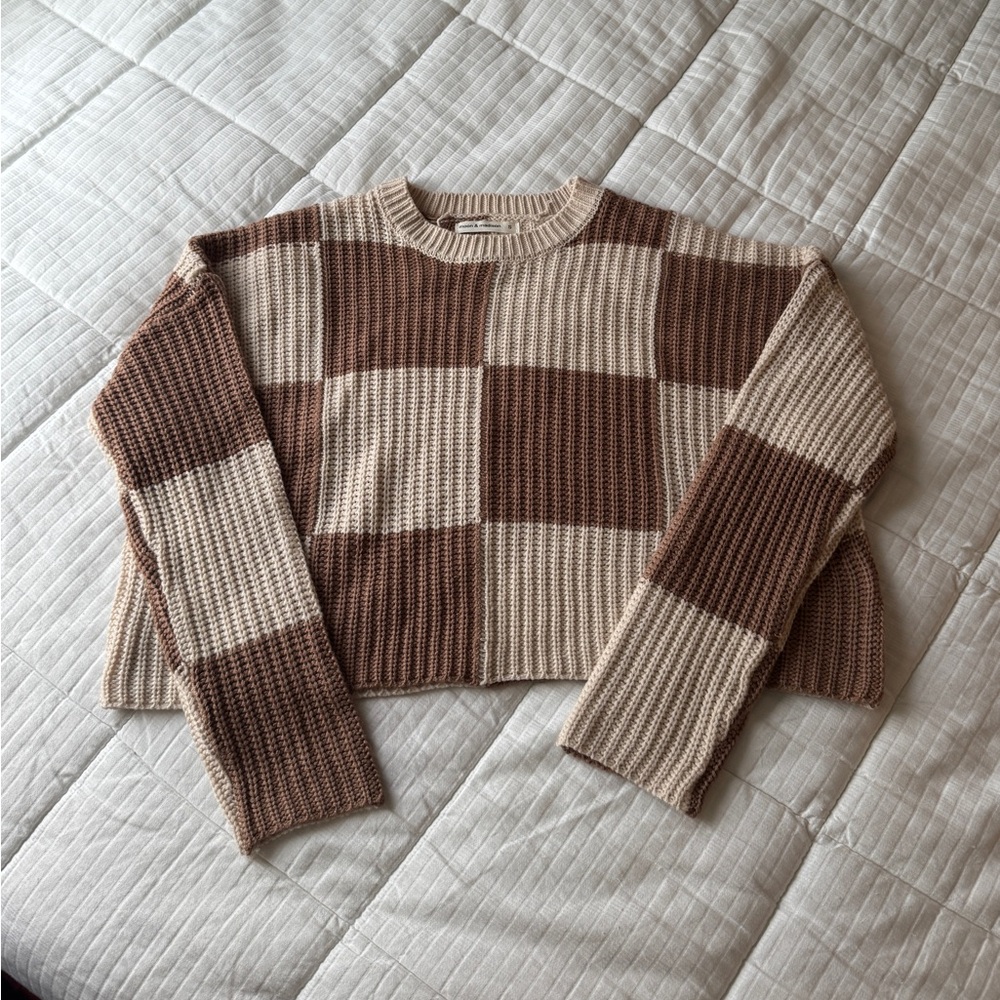 Moon & madison brown checkered knit sweater - Picture 3 of 7